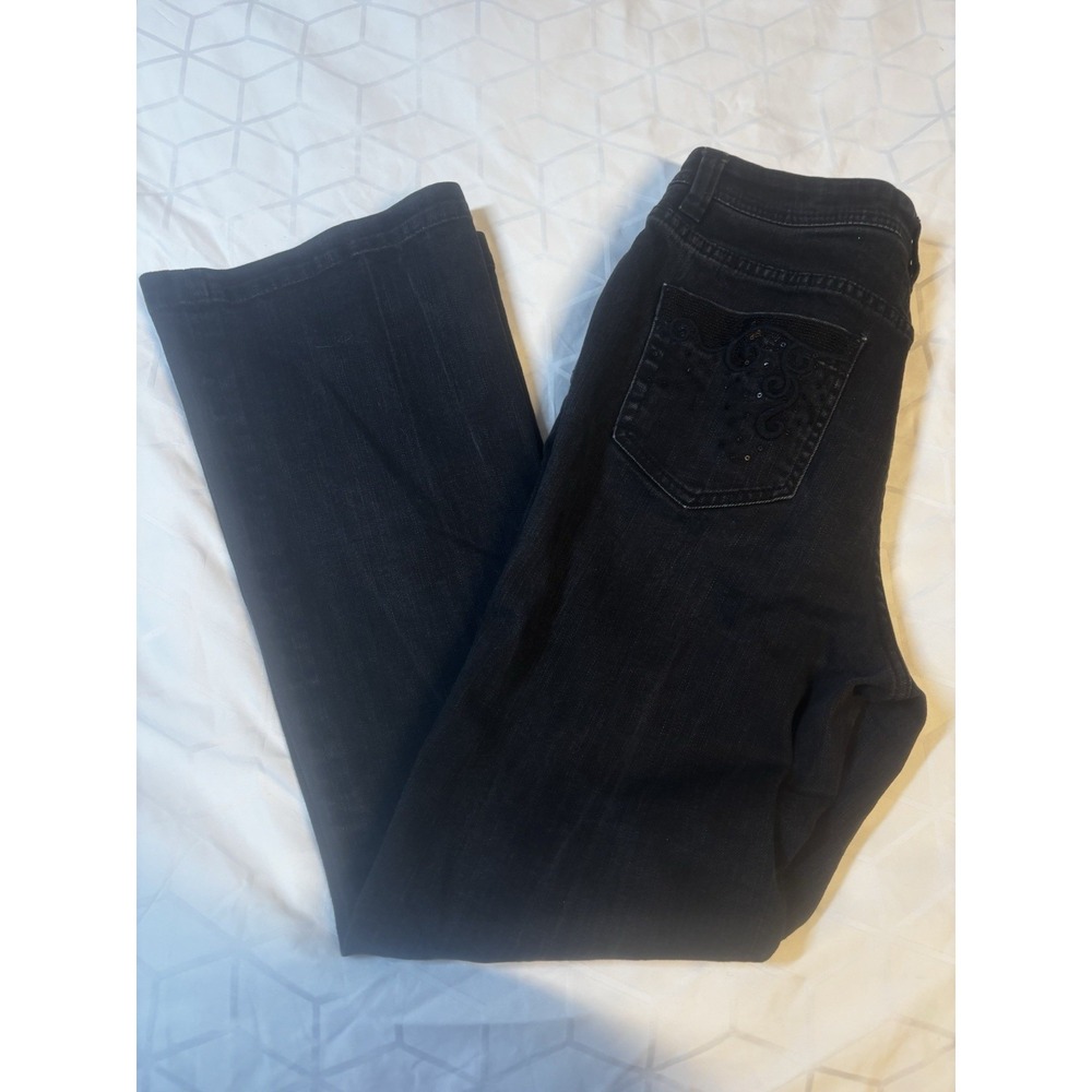 Chico's Platinum Jeans Womens 0.5 S/6 Faded Black Short Slim Leg‎ Stretch